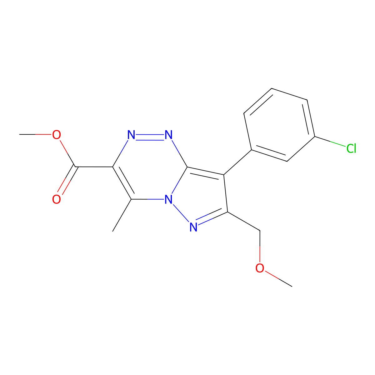 Methyl 8-(3-chlorophenyl)-7-(methoxymethyl)-4-methylpyrazolo[5,1-c][1,2,4]triazine-3-carboxylate molecular structure, CAS 1208809-21-5