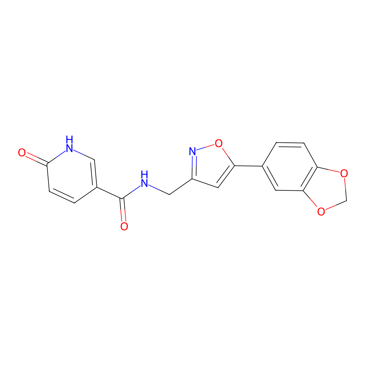 N-((5-(benzo[d][1,3]dioxol-5-yl)isoxazol-3-yl)methyl)-6-oxo-1,6-dihydropyridine-3-carboxamide molecular structure, CAS 1208813-35-7