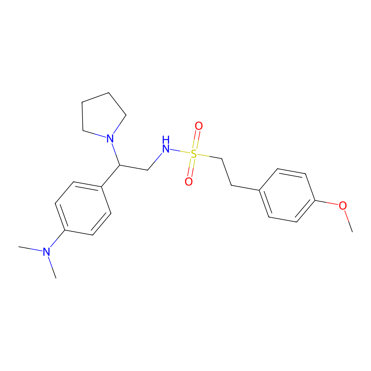 N-(2-(4-(dimethylamino)phenyl)-2-(pyrrolidin-1-yl)ethyl)-2-(4-methoxyphenyl)ethanesulfonamide molecular structure, CAS 1208814-03-2