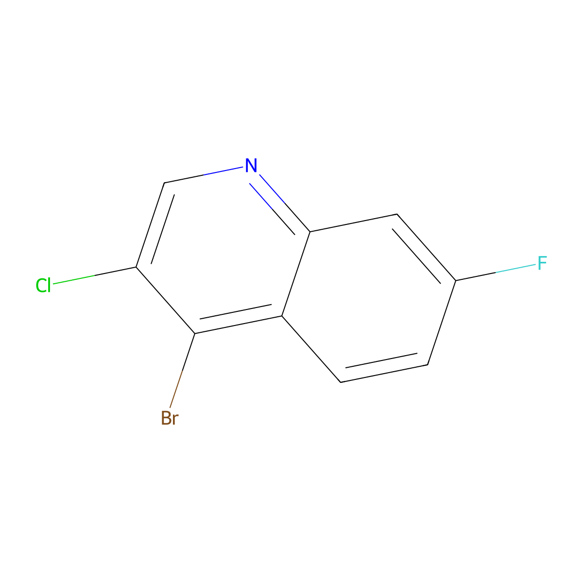 4-Bromo-3-chloro-7-fluoroquinoline molecular structure, CAS 1208814-10-1