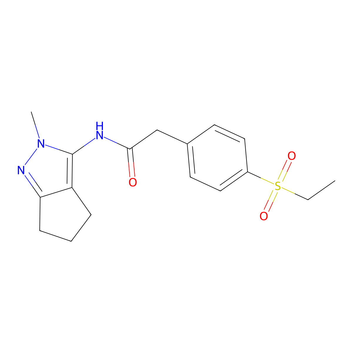 2-(4-(ethylsulfonyl)phenyl)-N-(2-methyl-2,4,5,6-tetrahydrocyclopenta[c]pyrazol-3-yl)acetamide molecular structure, CAS 1208816-95-8