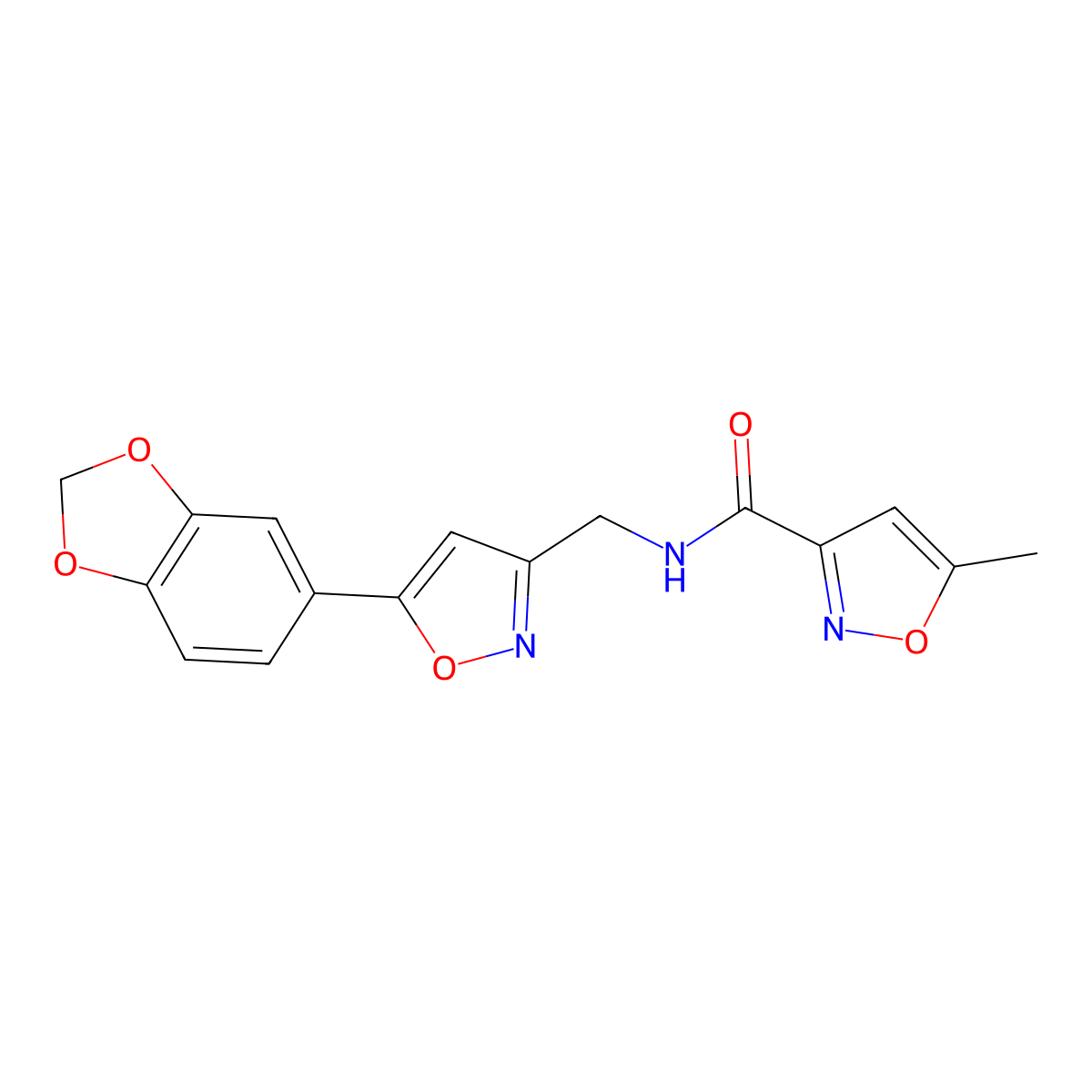 N-((5-(benzo[d][1,3]dioxol-5-yl)isoxazol-3-yl)methyl)-5-methylisoxazole-3-carboxamide molecular structure, CAS 1208816-96-9