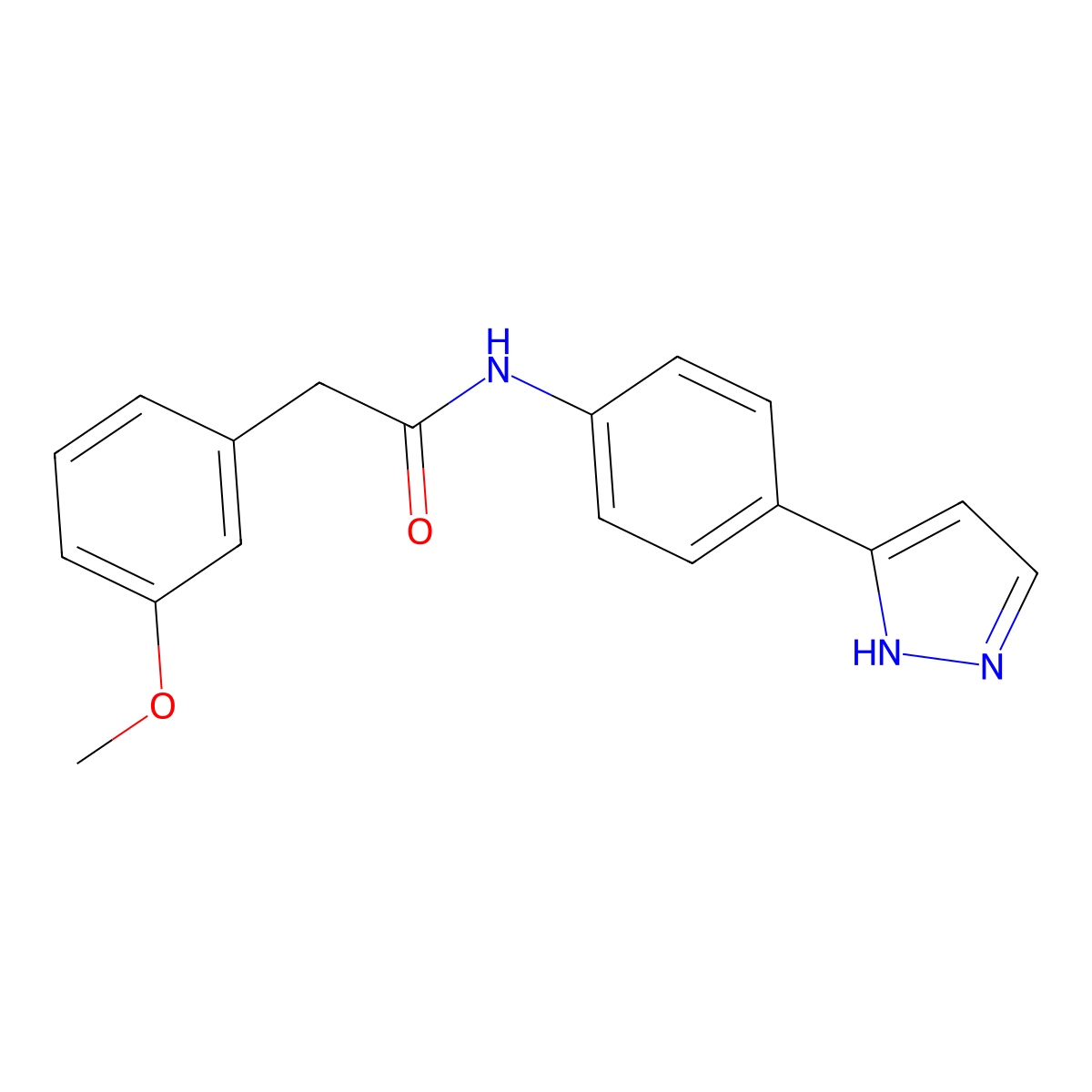 2-(3-methoxyphenyl)-N-[4-(1H-pyrazol-3-yl)phenyl]acetamide molecular structure, CAS 1208818-99-8