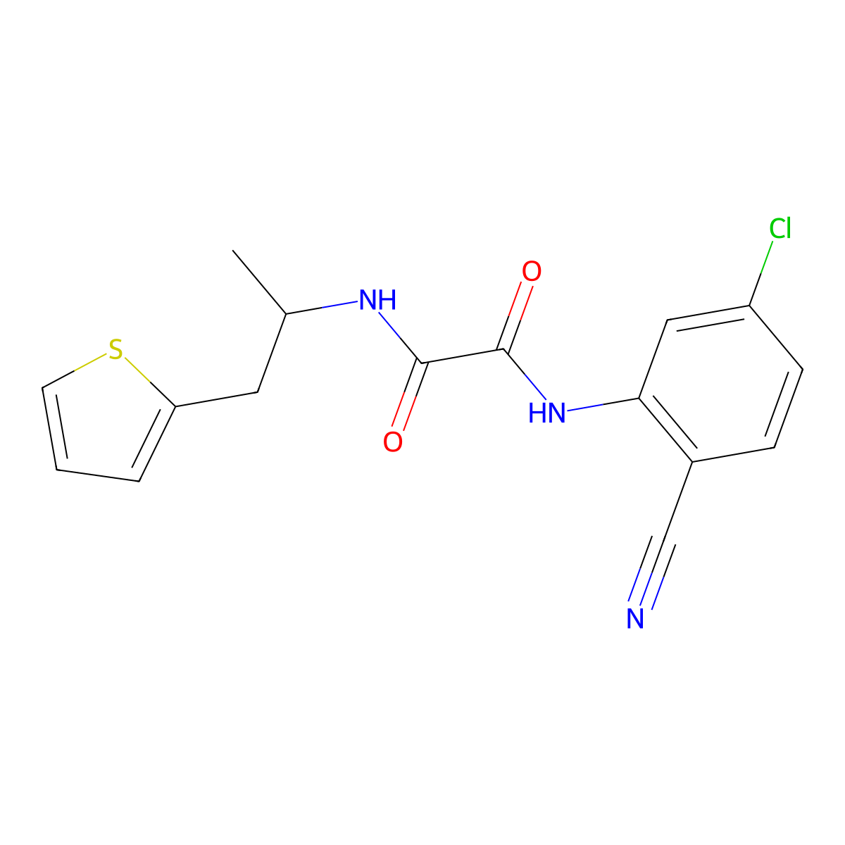 N1-(5-chloro-2-cyanophenyl)-N2-(1-(thiophen-2-yl)propan-2-yl)oxalamide molecular structure, CAS 1208823-05-5