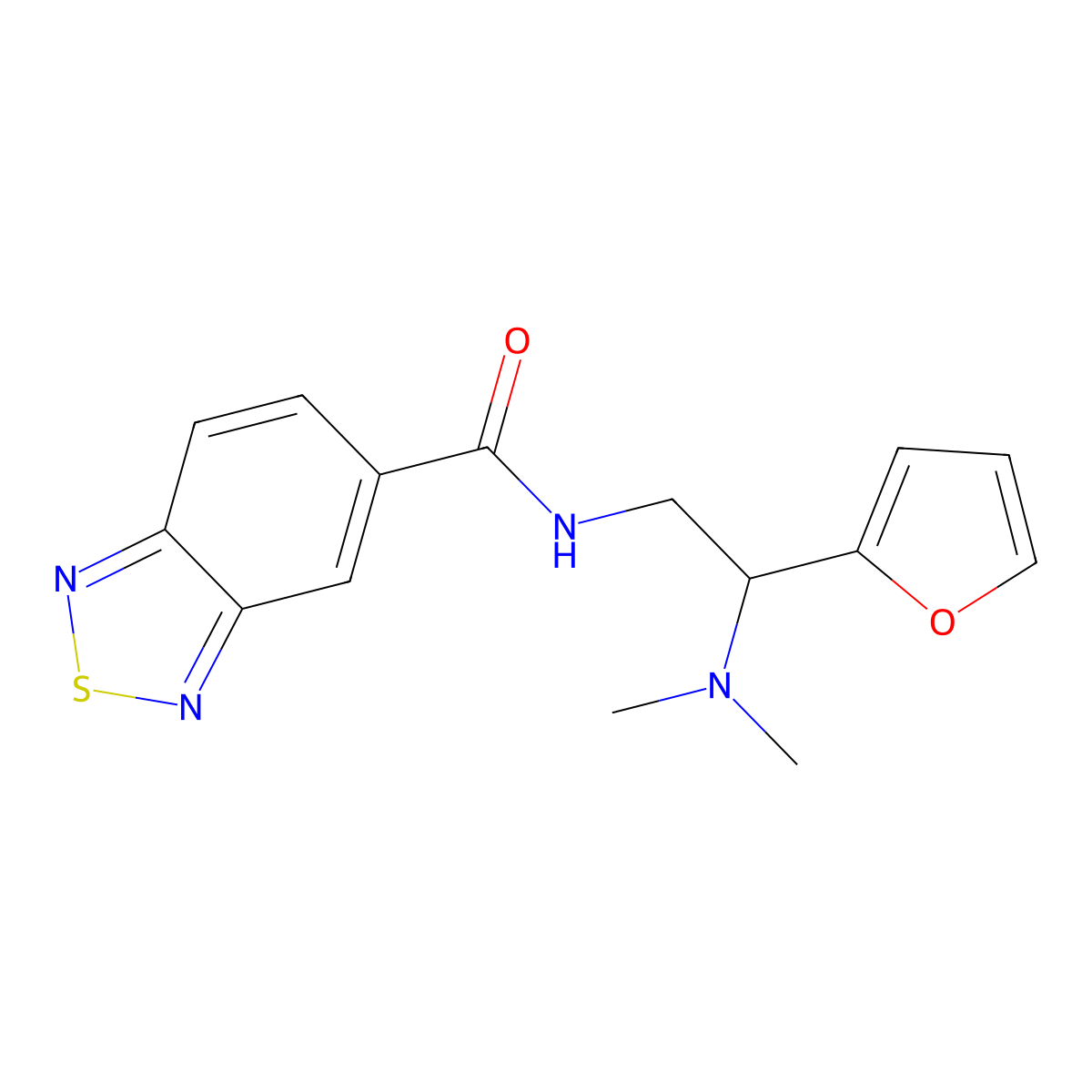 N-(2-(dimethylamino)-2-(furan-2-yl)ethyl)benzo[c][1,2,5]thiadiazole-5-carboxamide molecular structure, CAS 1208823-87-3
