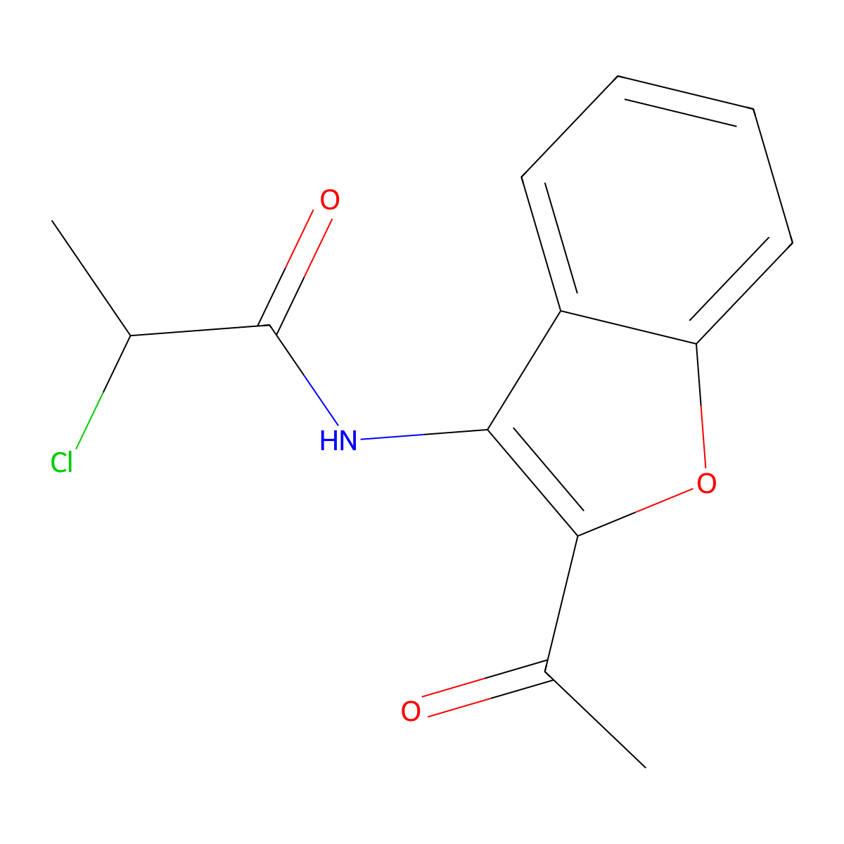 N-(2-acetyl-1-benzofuran-3-yl)-2-chloropropanamide molecular structure, CAS 1208828-89-0
