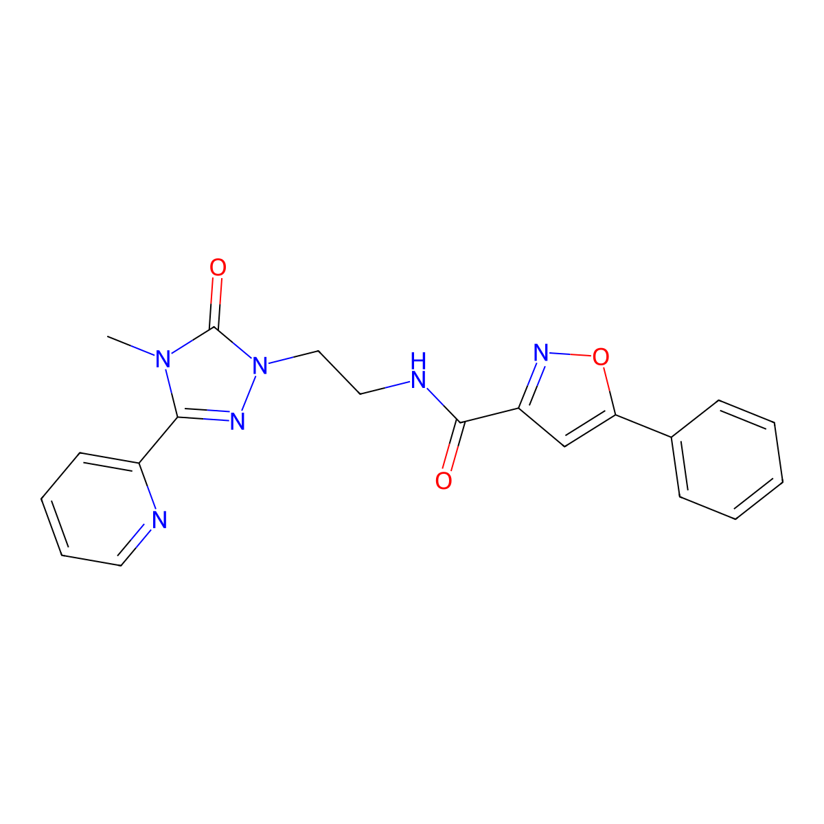 N-(2-(4-methyl-5-oxo-3-(pyridin-2-yl)-4,5-dihydro-1H-1,2,4-triazol-1-yl)ethyl)-5-phenylisoxazole-3-carboxamide molecular structure, CAS 1208829-68-8