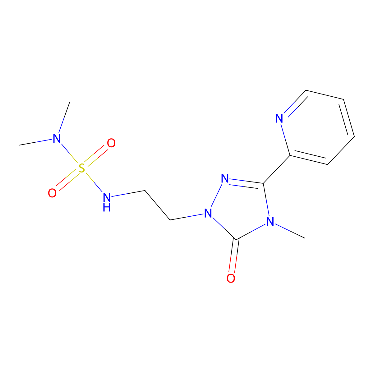 1-{2-[(dimethylsulfamoyl)amino]ethyl}-4-methyl-3-(pyridin-2-yl)-4,5-dihydro-1H-1,2,4-triazol-5-one molecular structure, CAS 1208838-75-8