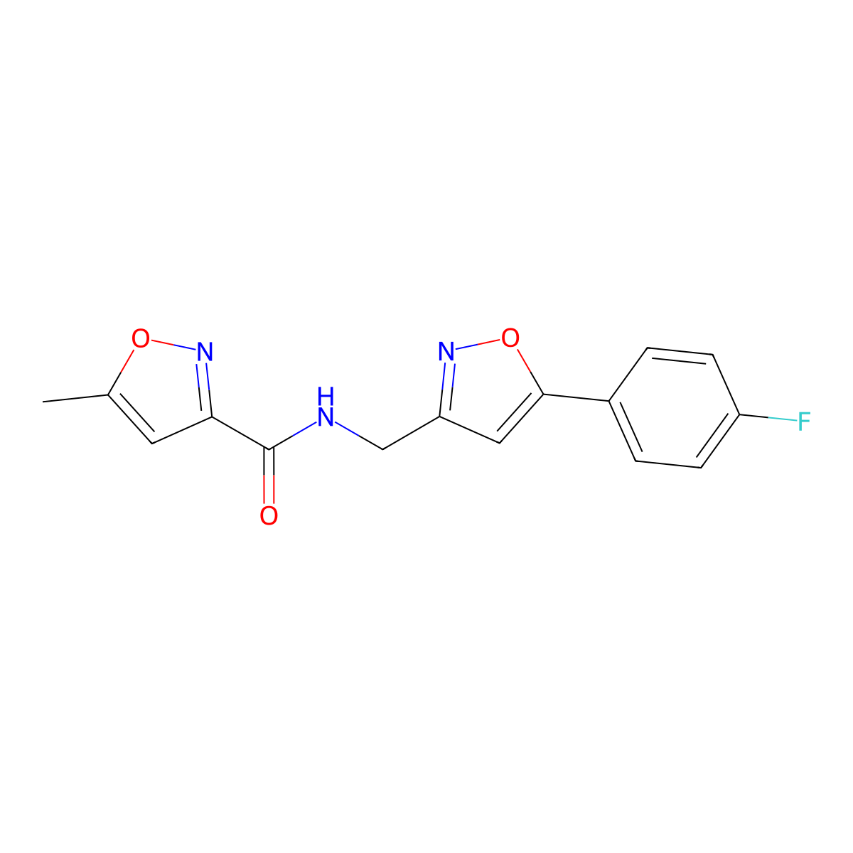 N-((5-(4-fluorophenyl)isoxazol-3-yl)methyl)-5-methylisoxazole-3-carboxamide molecular structure, CAS 1208844-79-4