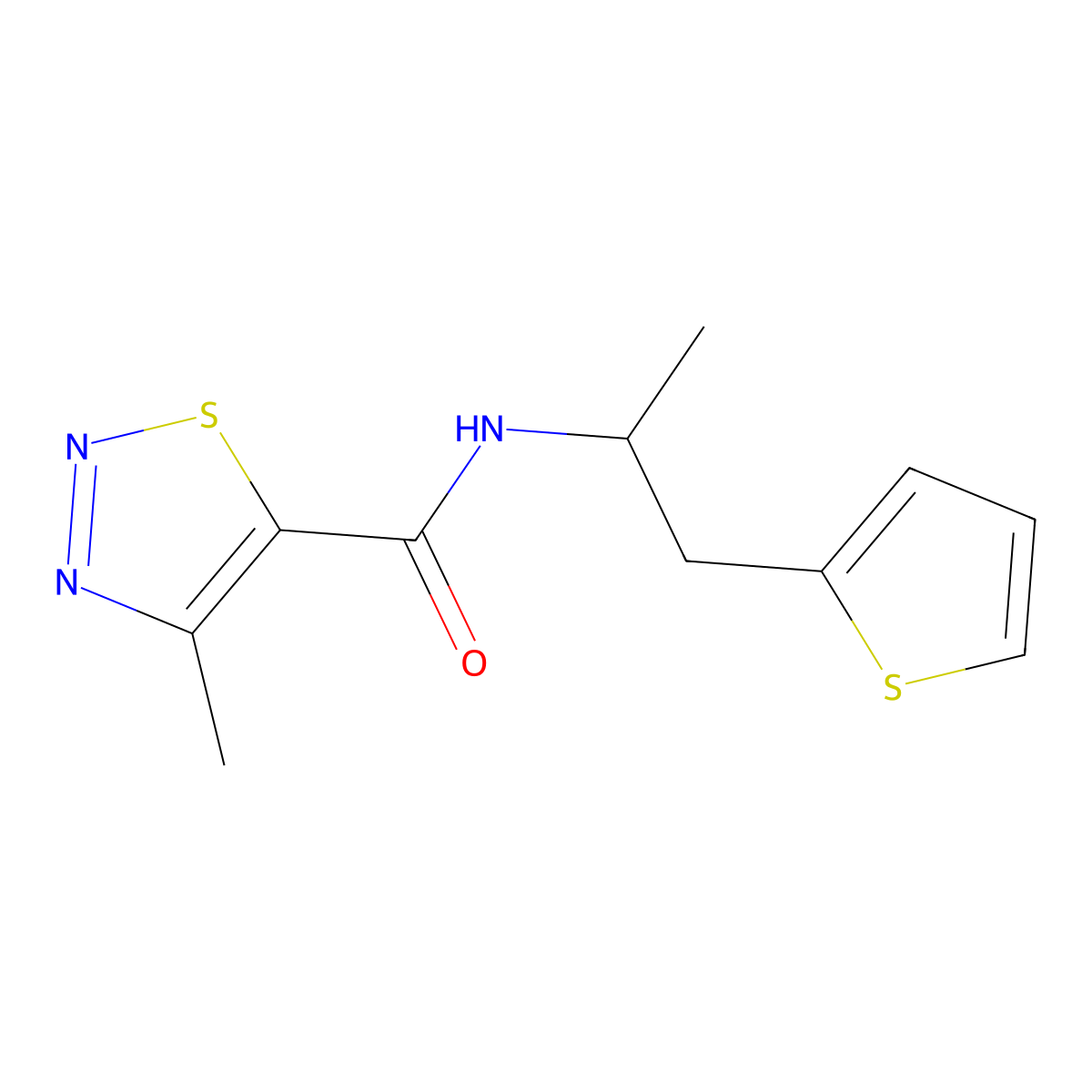 4-methyl-N-[1-(thiophen-2-yl)propan-2-yl]-1,2,3-thiadiazole-5-carboxamide molecular structure, CAS 1208845-73-1