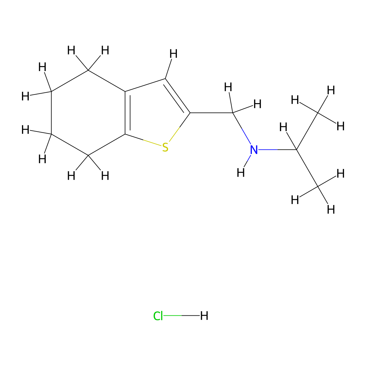 (Propan-2-yl)(4,5,6,7-tetrahydro-1-benzothiophen-2-ylmethyl)amine hydrochloride molecular structure, CAS 1208847-07-7