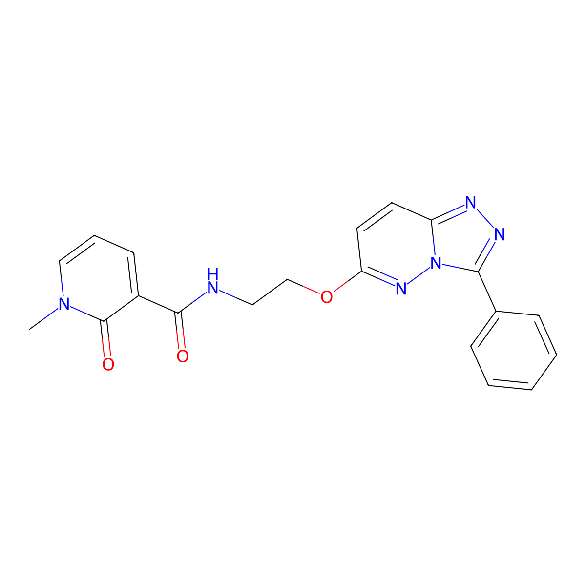 1-methyl-2-oxo-N-(2-((3-phenyl-[1,2,4]triazolo[4,3-b]pyridazin-6-yl)oxy)ethyl)-1,2-dihydropyridine-3-carboxamide molecular structure, CAS 1208850-05-8