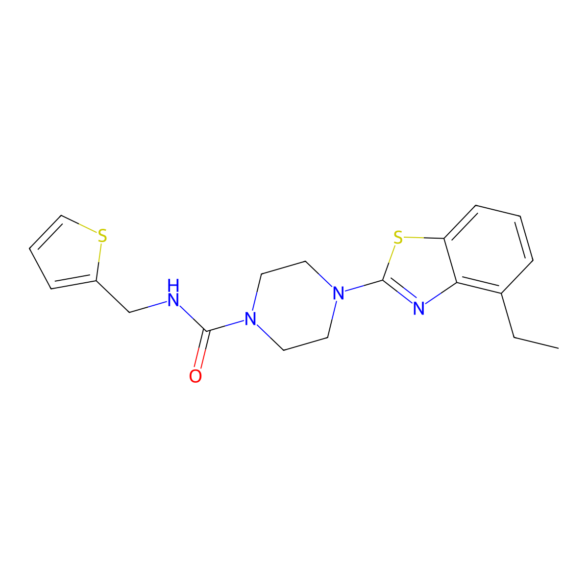 4-(4-ethylbenzo[d]thiazol-2-yl)-N-(thiophen-2-ylmethyl)piperazine-1-carboxamide molecular structure, CAS 1208850-73-0