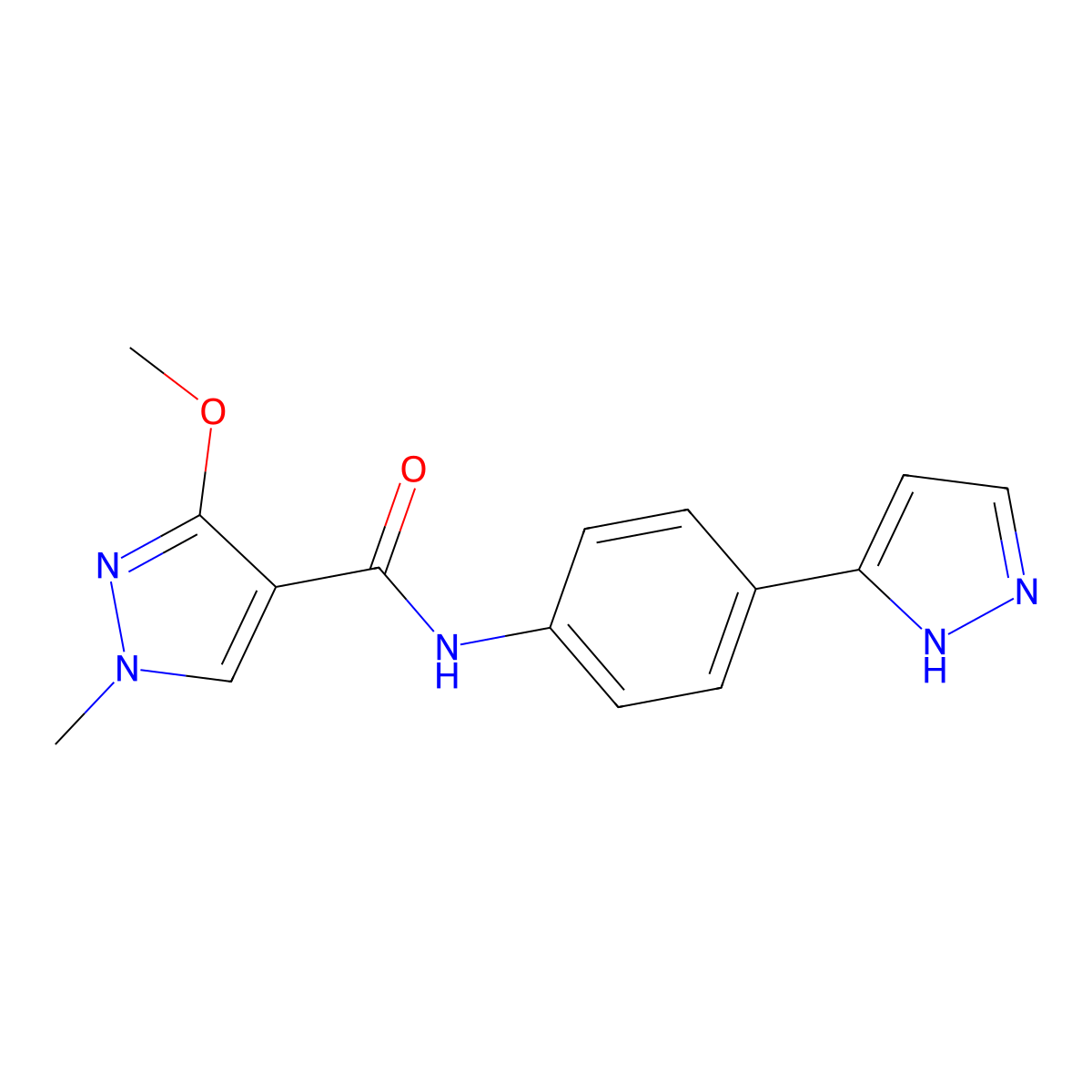 N-(4-(1H-pyrazol-3-yl)phenyl)-3-methoxy-1-methyl-1H-pyrazole-4-carboxamide molecular structure, CAS 1208851-32-4