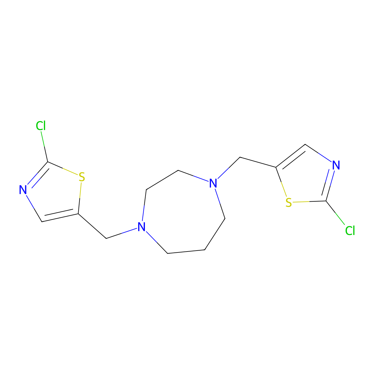 1,4-Bis[(2-chloro-1,3-thiazol-5-yl)methyl]-1,4-diazepane molecular structure, CAS 1208855-56-4