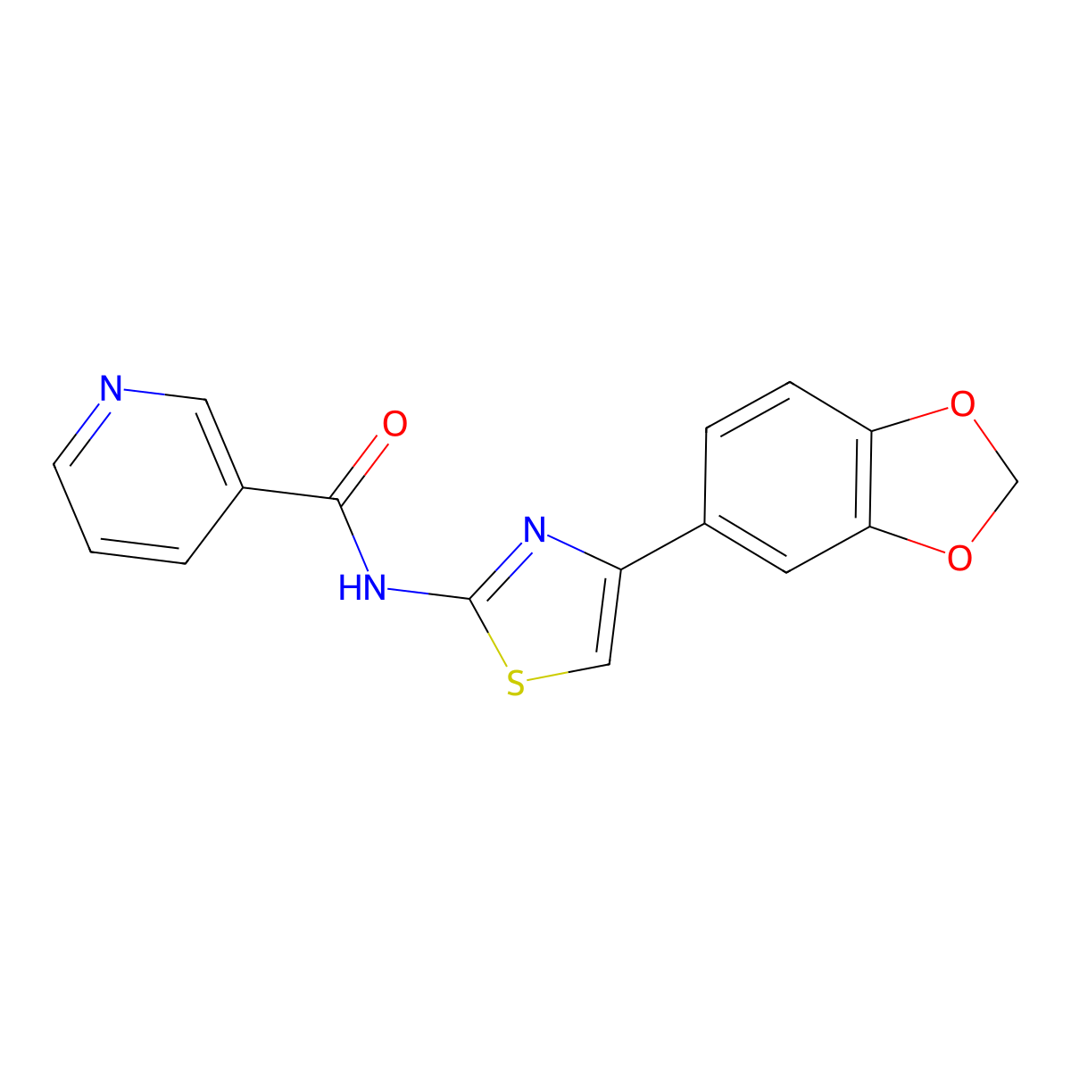 N-(4-(benzo[d][1,3]dioxol-5-yl)thiazol-2-yl)nicotinamide molecular structure, CAS 1208859-96-4