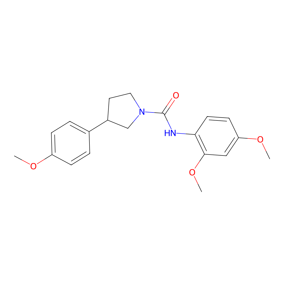N-(2,4-dimethoxyphenyl)-3-(4-methoxyphenyl)pyrrolidine-1-carboxamide molecular structure, CAS 1208870-09-0