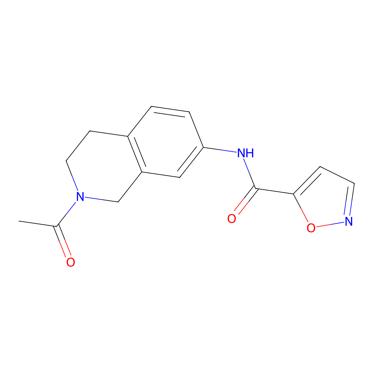 N-(2-acetyl-1,2,3,4-tetrahydroisoquinolin-7-yl)isoxazole-5-carboxamide molecular structure, CAS 1208875-11-9
