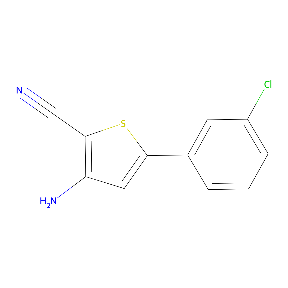 3-Amino-5-(3-chlorophenyl)thiophene-2-carbonitrile molecular structure, CAS 1208878-61-8