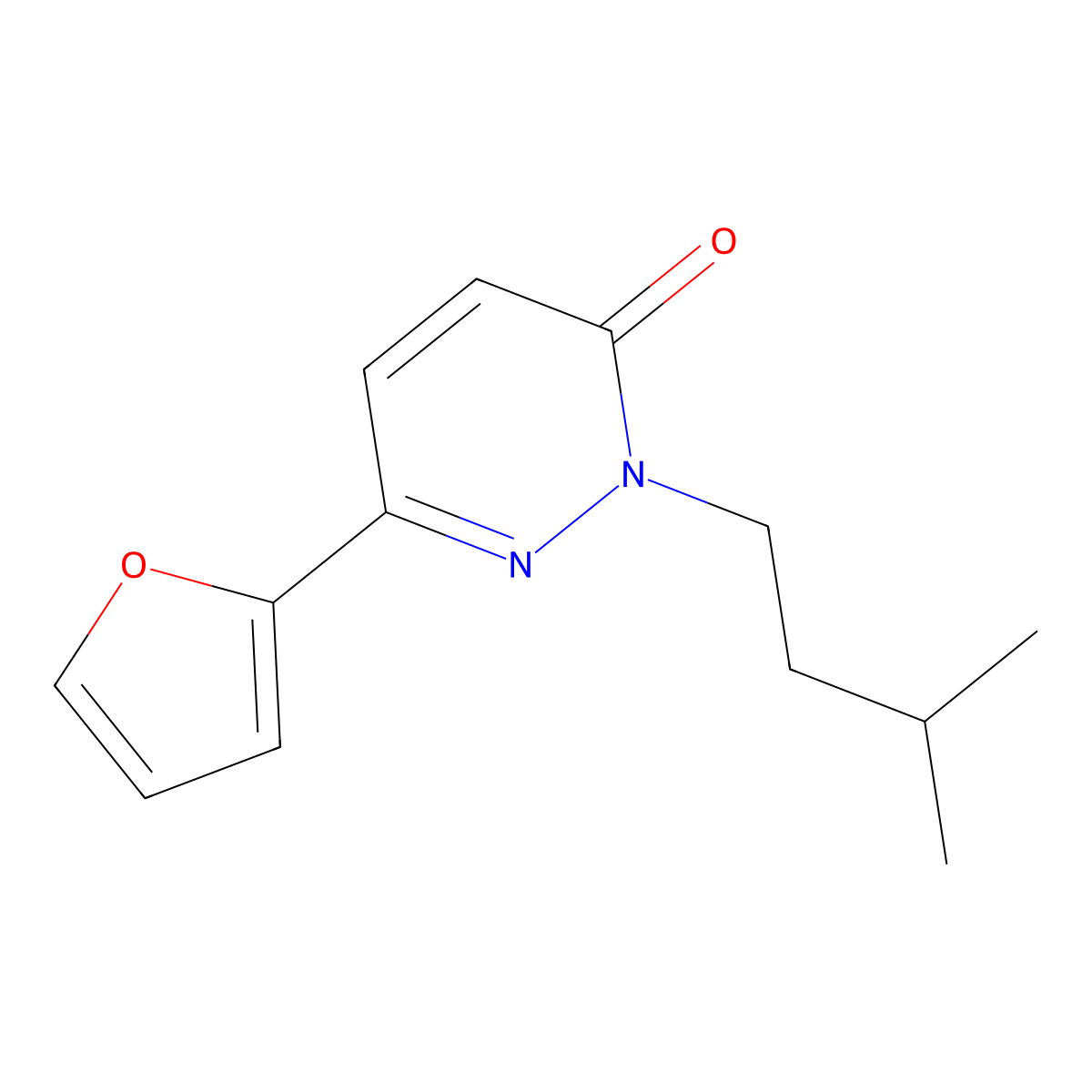 6-(furan-2-yl)-2-isopentylpyridazin-3(2H)-one molecular structure, CAS 1208879-90-6