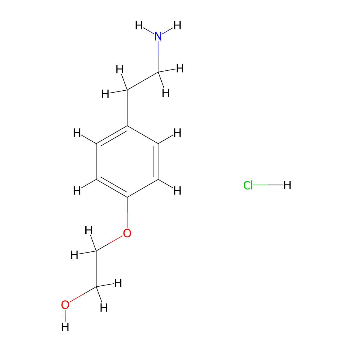 2-[4-(2-Aminoethyl)phenoxy]ethan-1-ol hydrochloride molecular structure, CAS 1208889-84-2