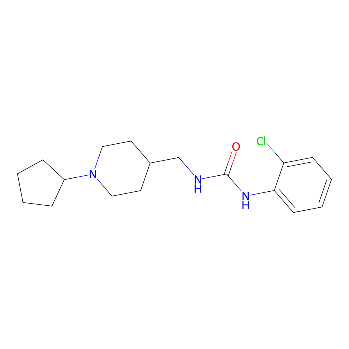 1-(2-Chlorophenyl)-3-((1-cyclopentylpiperidin-4-yl)methyl)urea molecular structure, CAS 1208891-19-3