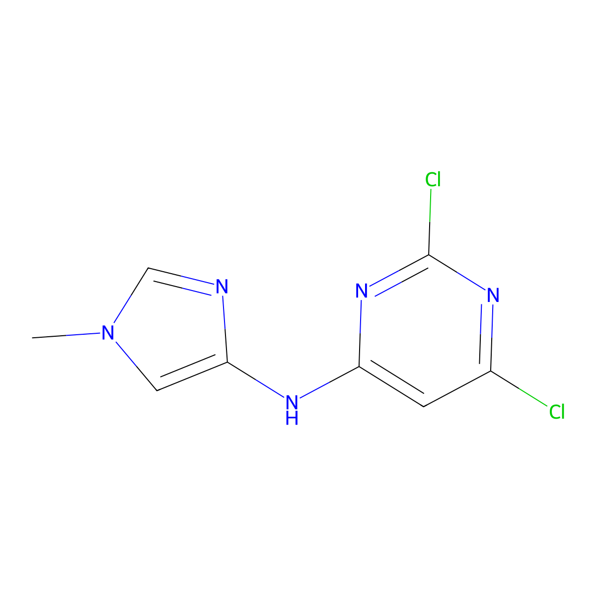 2,6-Dichloro-N-(1-methyl-1H-imidazol-4-yl)pyrimidin-4-amine molecular structure, CAS 1208893-80-4