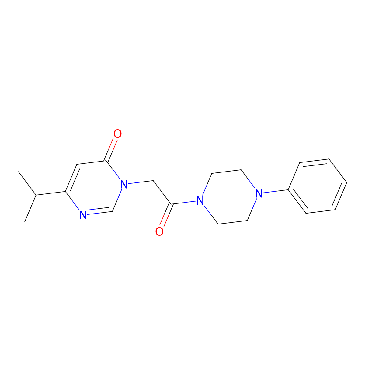 6-isopropyl-3-(2-oxo-2-(4-phenylpiperazin-1-yl)ethyl)pyrimidin-4(3H)-one molecular structure, CAS 1208896-29-0