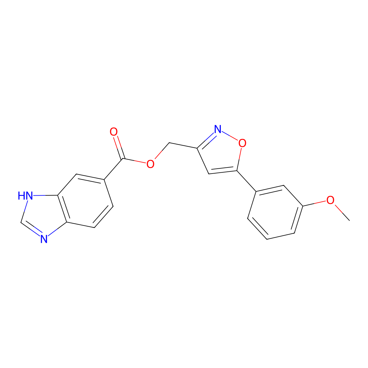 (5-(3-methoxyphenyl)isoxazol-3-yl)methyl 1H-benzo[d]imidazole-5-carboxylate molecular structure, CAS 1208896-80-3