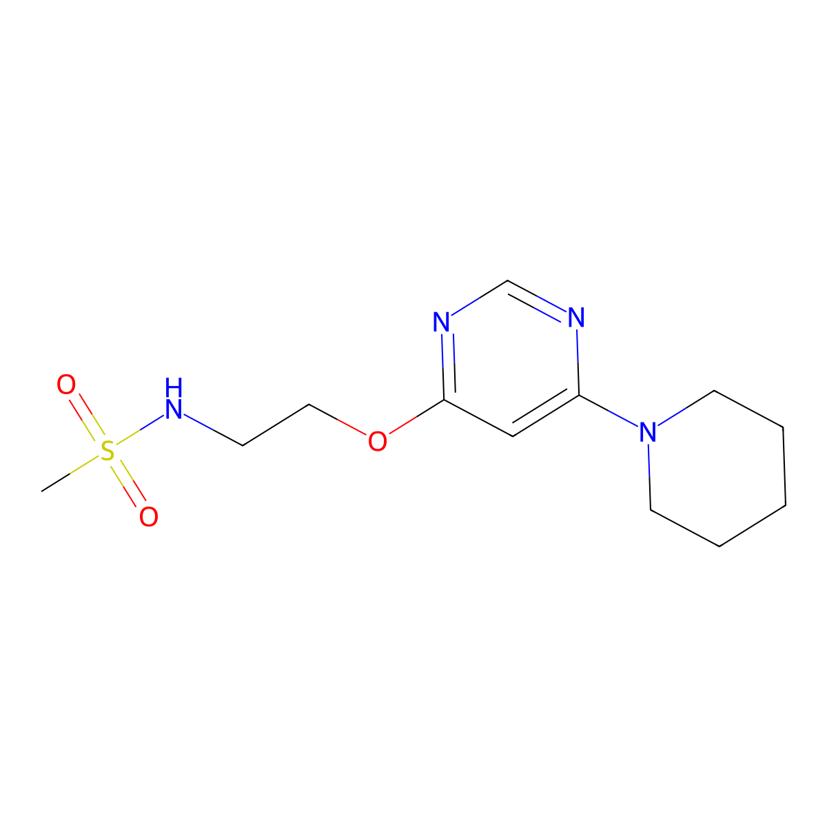 N-(2-{[6-(piperidin-1-yl)pyrimidin-4-yl]oxy}ethyl)methanesulfonamide molecular structure, CAS 1208897-16-8