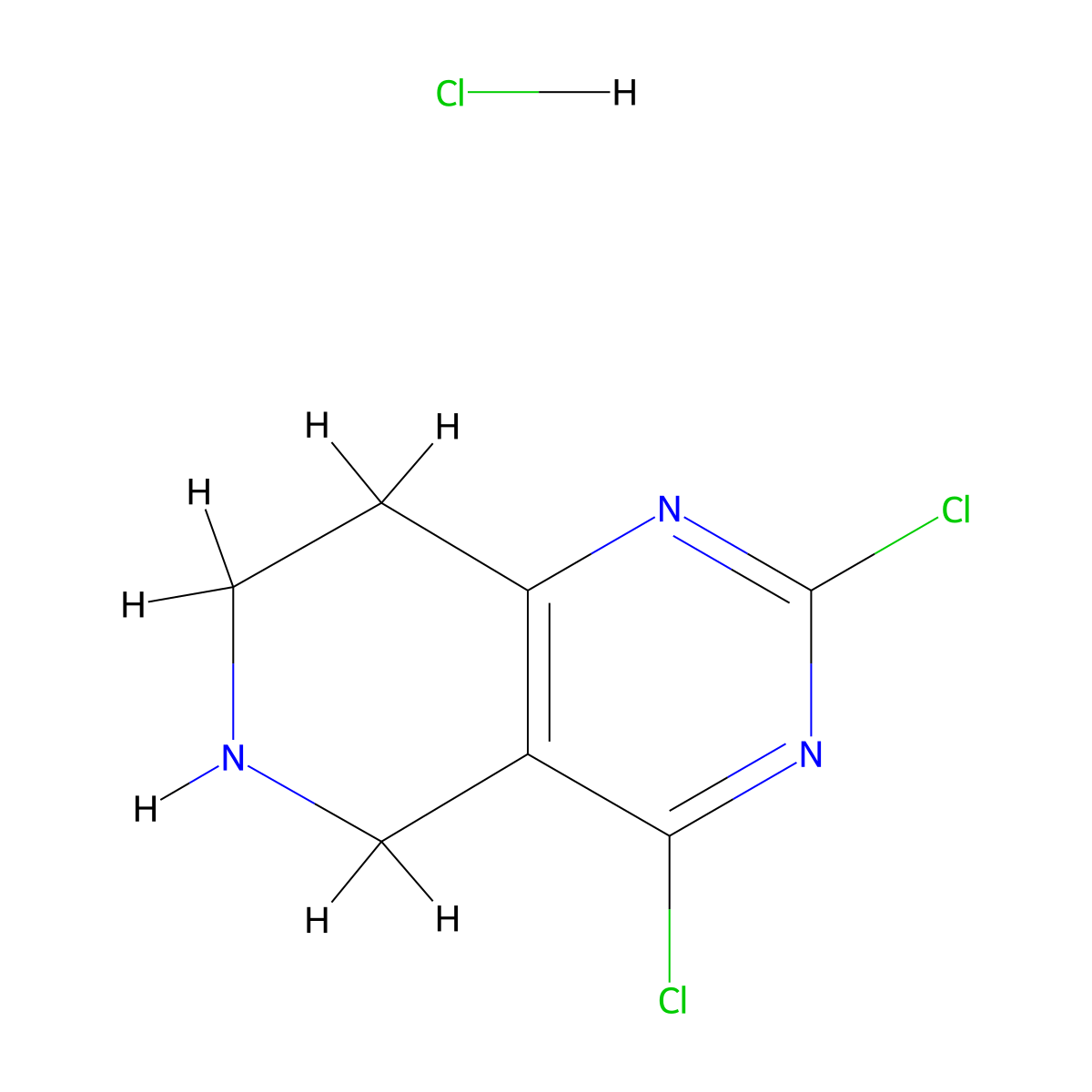 2,4-Dichloro-5,6,7,8-tetrahydropyrido[4,3-d]pyrimidine hydrochloride molecular structure, CAS 1208901-69-2