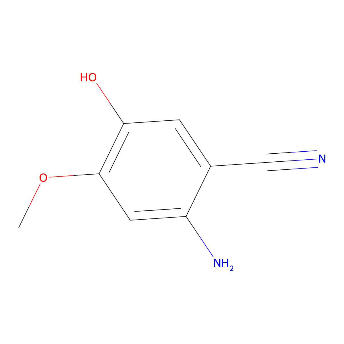 2-Amino-5-hydroxy-4-methoxybenzonitrile molecular structure, CAS 1208903-74-5