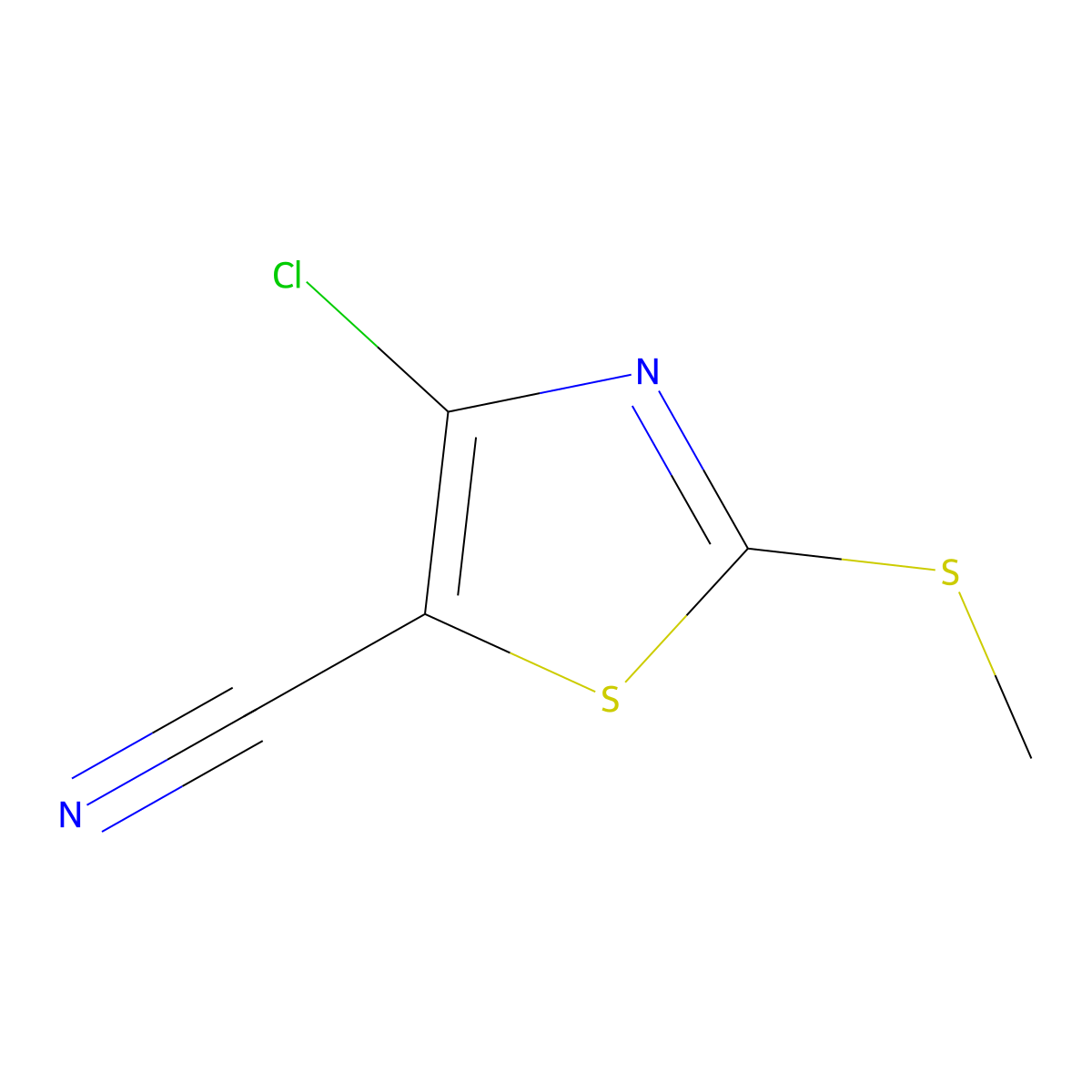 4-Chloro-2-(methylsulfanyl)-1,3-thiazole-5-carbonitrile molecular structure, CAS 120891-11-4