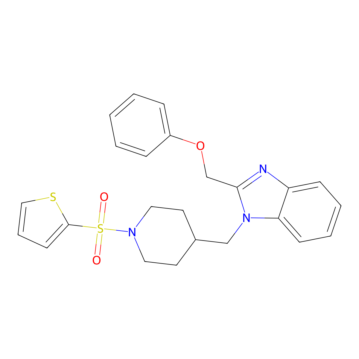 2-(phenoxymethyl)-1-((1-(thiophen-2-ylsulfonyl)piperidin-4-yl)methyl)-1H-benzo[d]imidazole molecular structure, CAS 1208911-58-3