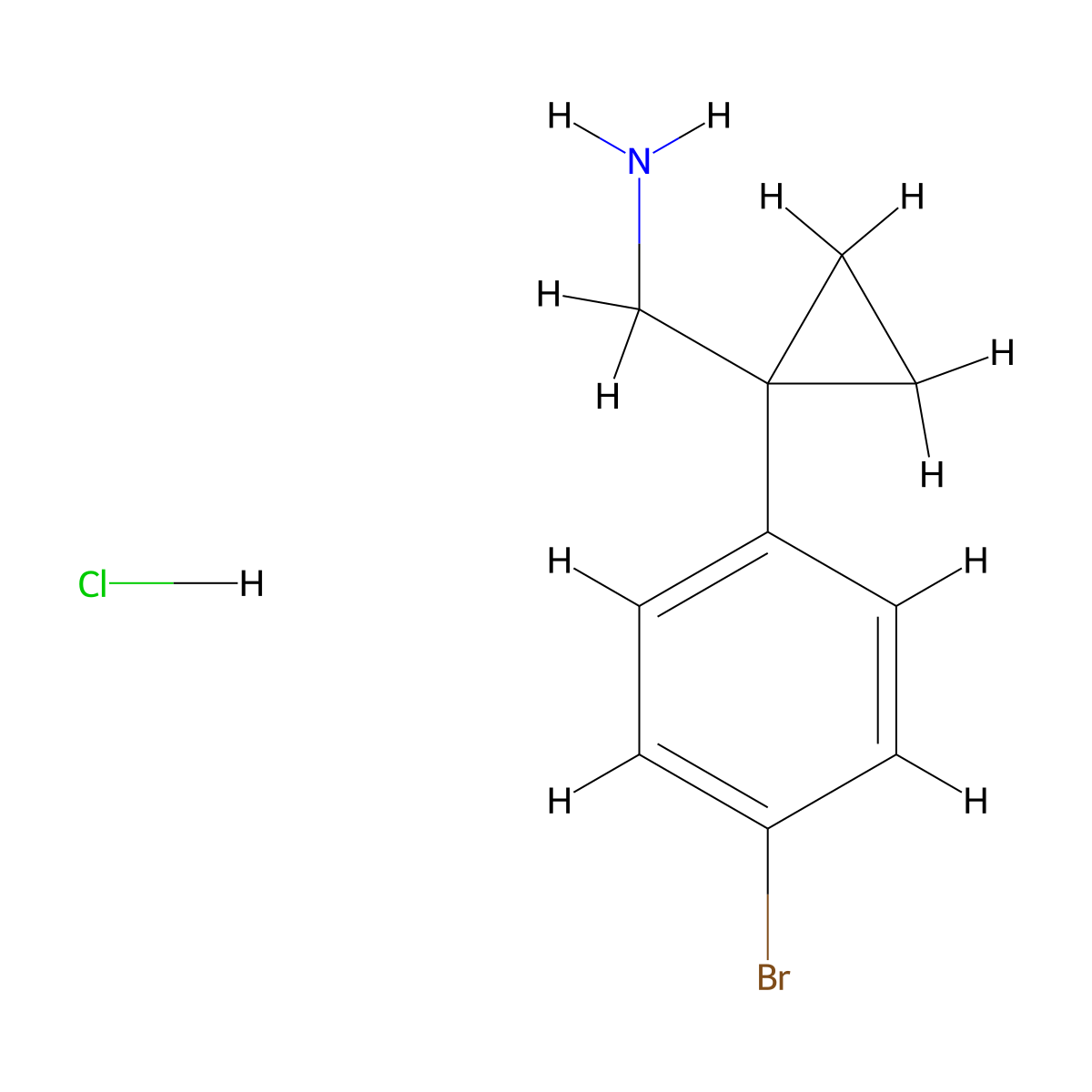(1-(4-Bromophenyl)cyclopropyl)methanamine hydrochloride molecular structure, CAS 1208915-57-4