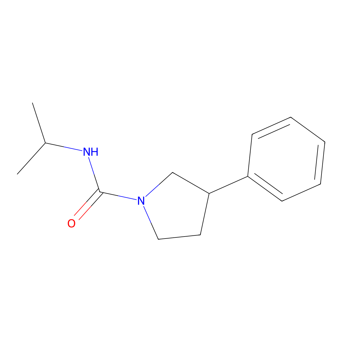 N-isopropyl-3-phenylpyrrolidine-1-carboxamide molecular structure, CAS 1208916-10-2