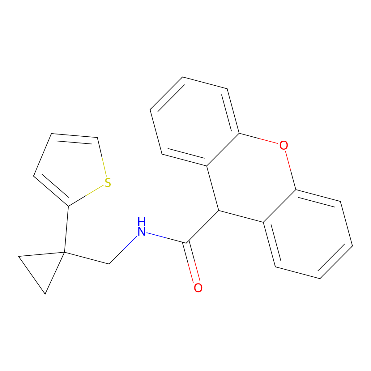 N-{[1-(thiophen-2-yl)cyclopropyl]methyl}-9H-xanthene-9-carboxamide molecular structure, CAS 1208917-48-9