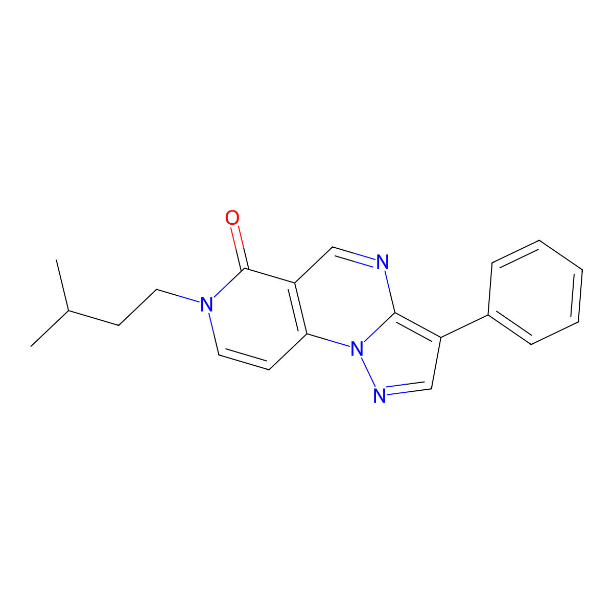 7-isopentyl-3-phenylpyrazolo[1,5-a]pyrido[3,4-e]pyrimidin-6(7H)-one molecular structure, CAS 1208918-04-0