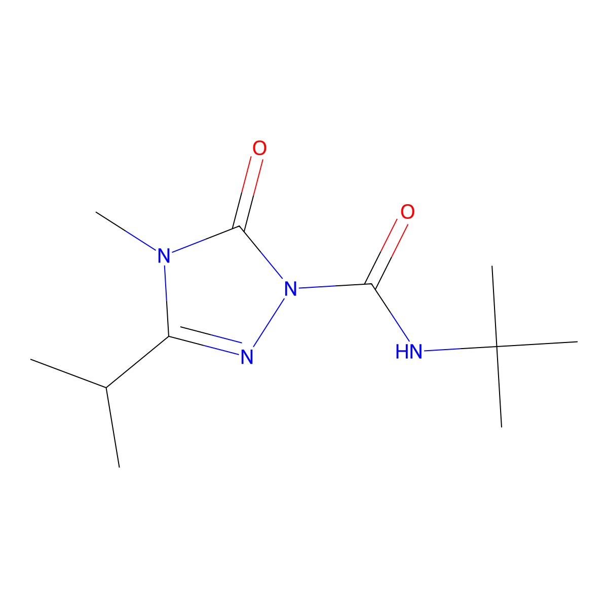 N-(tert-Butyl)-3-isopropyl-4-methyl-5-oxo-4,5-dihydro-1H-1,2,4-triazole-1-carboxamide molecular structure, CAS 120892-21-9