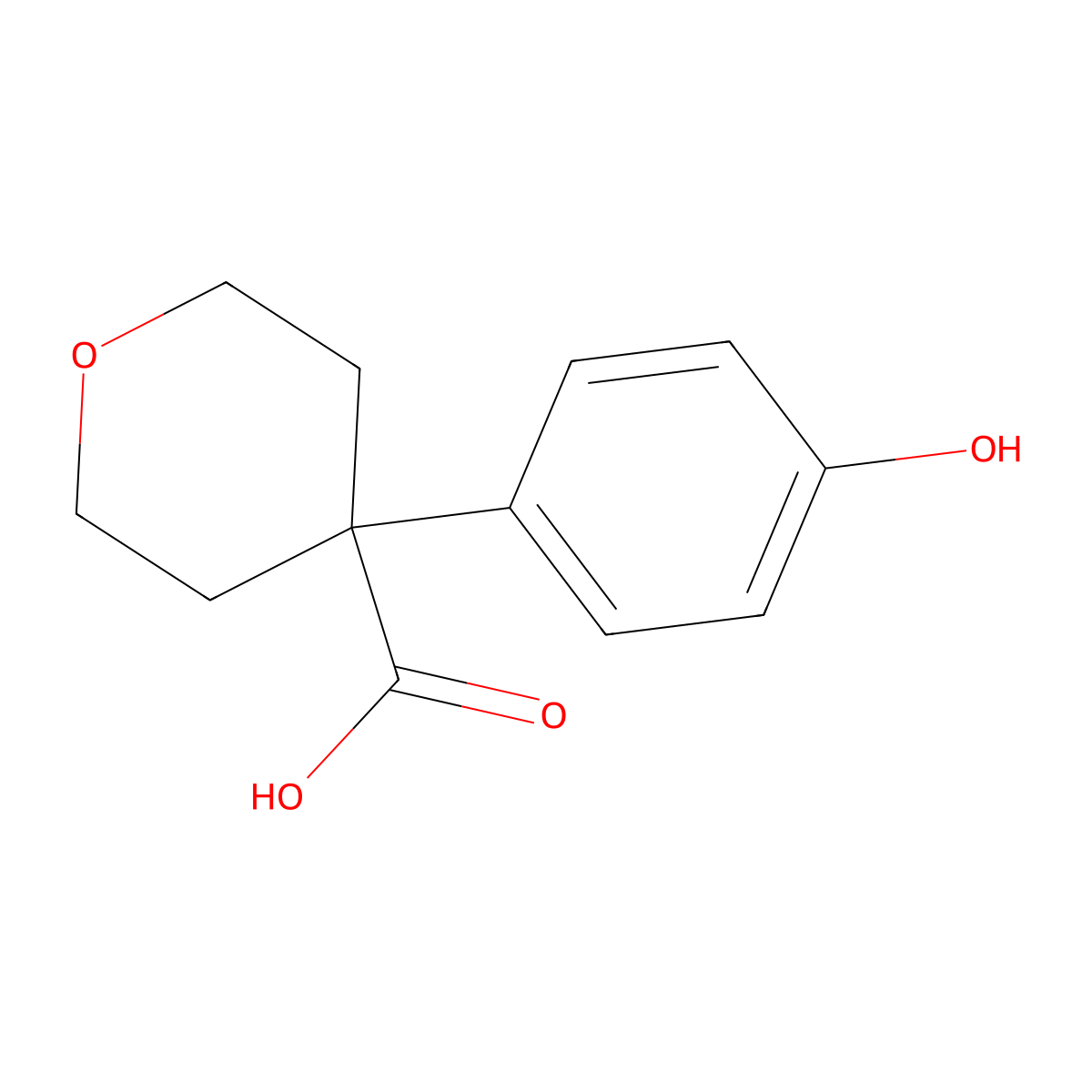 4-(4-Hydroxyphenyl)oxane-4-carboxylic acid molecular structure, CAS 1208920-16-4