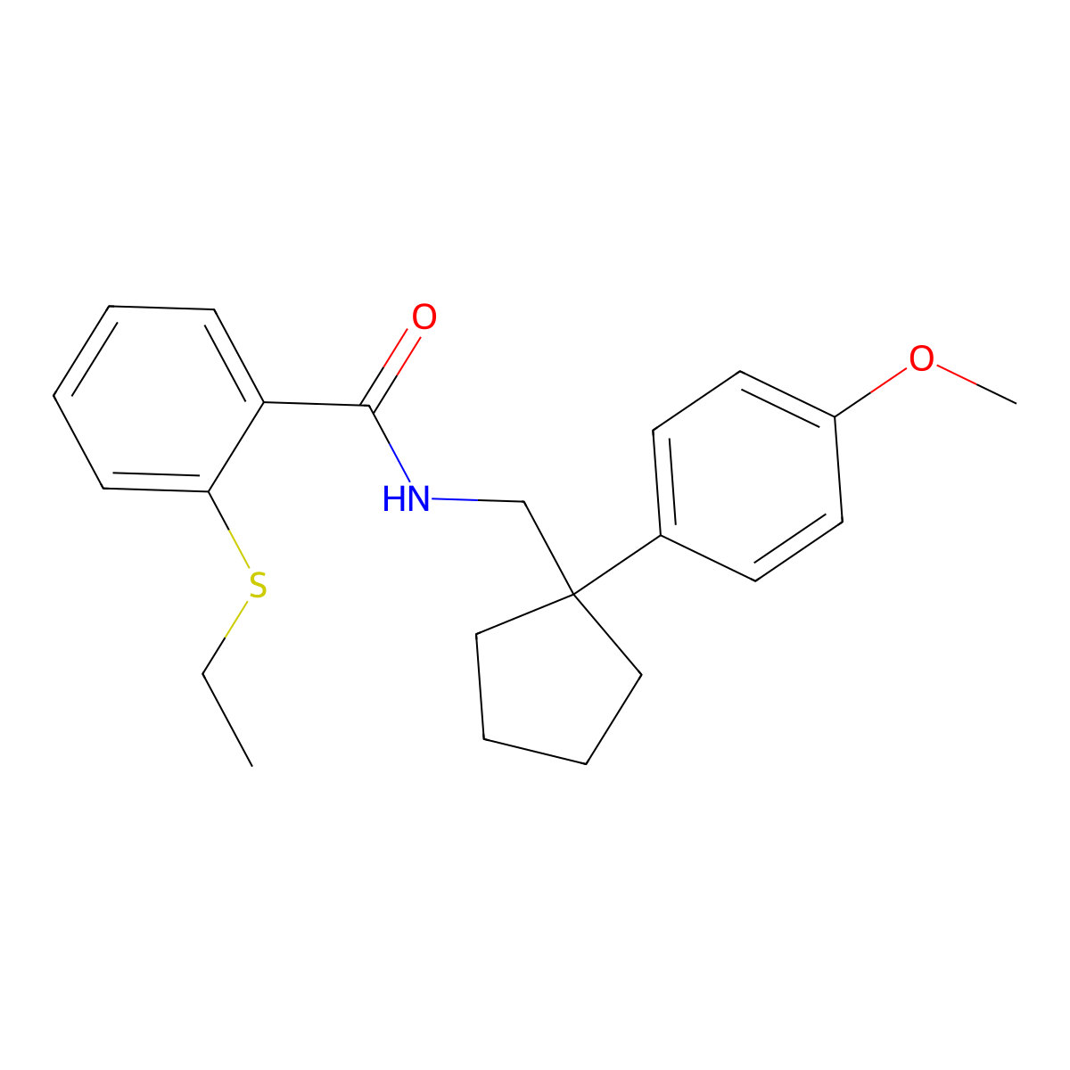 2-(ethylthio)-N-((1-(4-methoxyphenyl)cyclopentyl)methyl)benzamide molecular structure, CAS 1208921-79-2