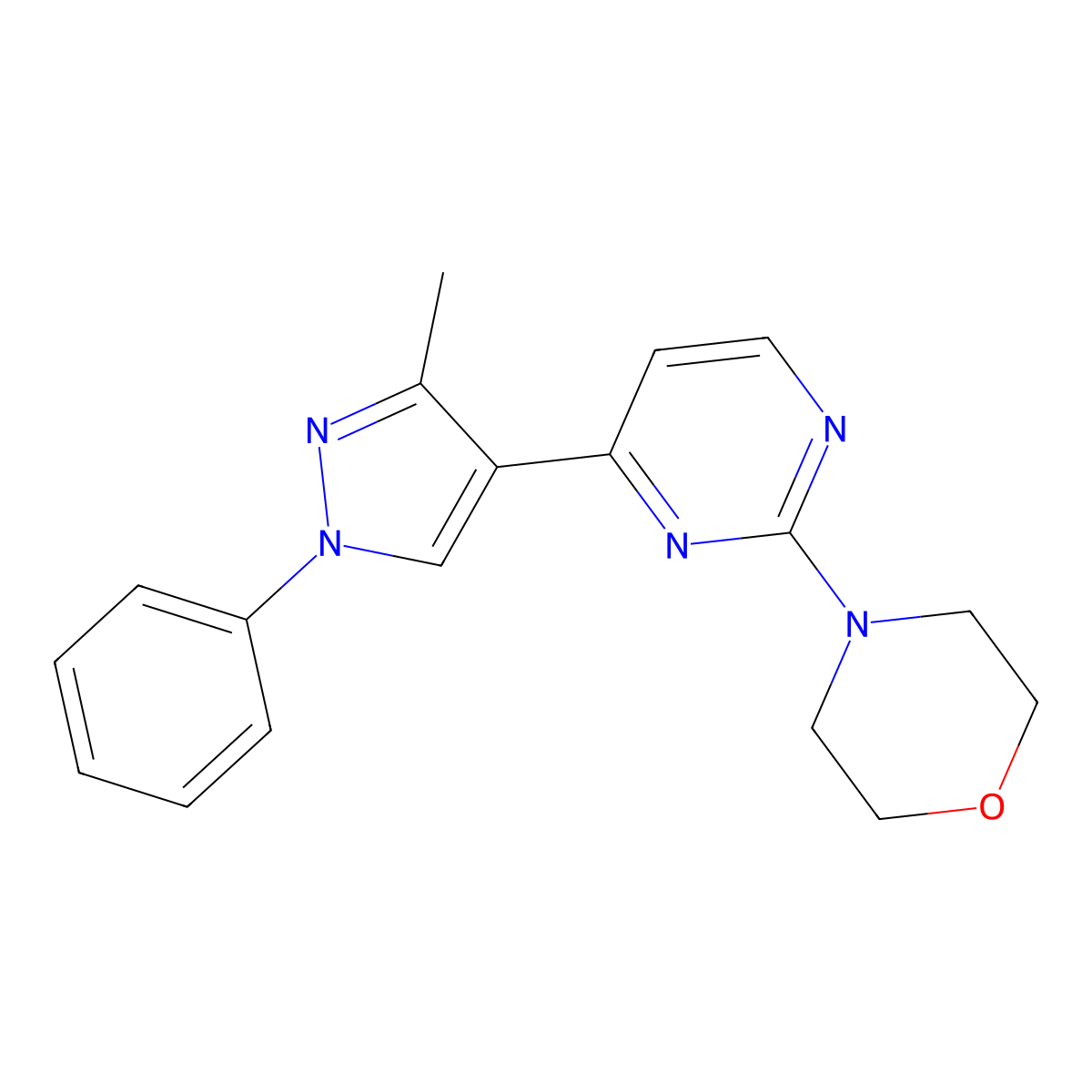4-[4-(3-methyl-1-phenyl-1H-pyrazol-4-yl)-2-pyrimidinyl]morpholine molecular structure, CAS 1208925-04-5