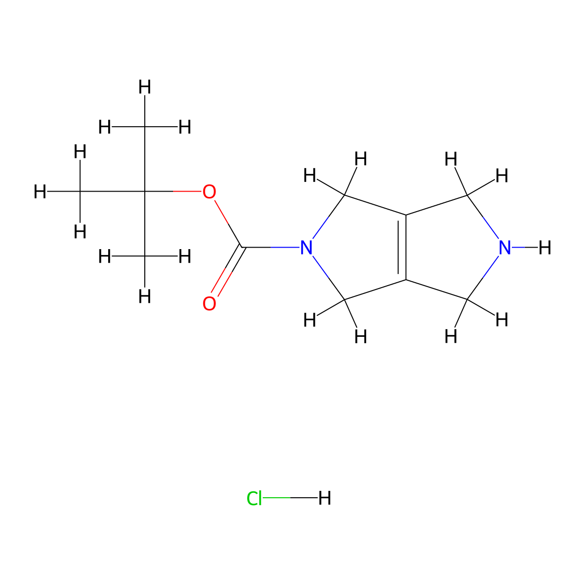 tert-butyl 1H,2H,3H,4H,5H,6H-pyrrolo(3,4-c)pyrrole-2-carboxylate hydrochloride molecular structure, CAS 1208929-16-1