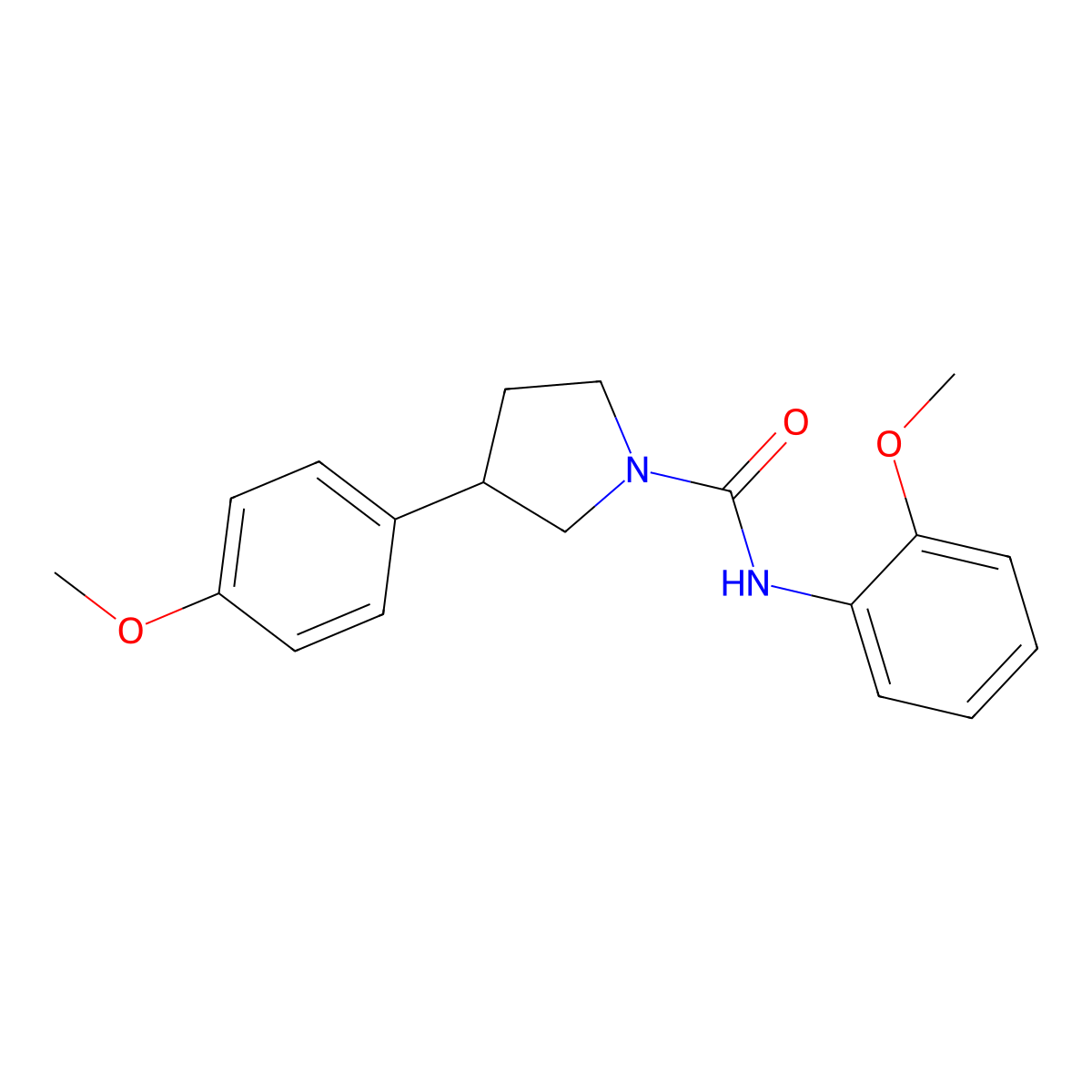 N-(2-methoxyphenyl)-3-(4-methoxyphenyl)pyrrolidine-1-carboxamide molecular structure, CAS 1208929-57-0