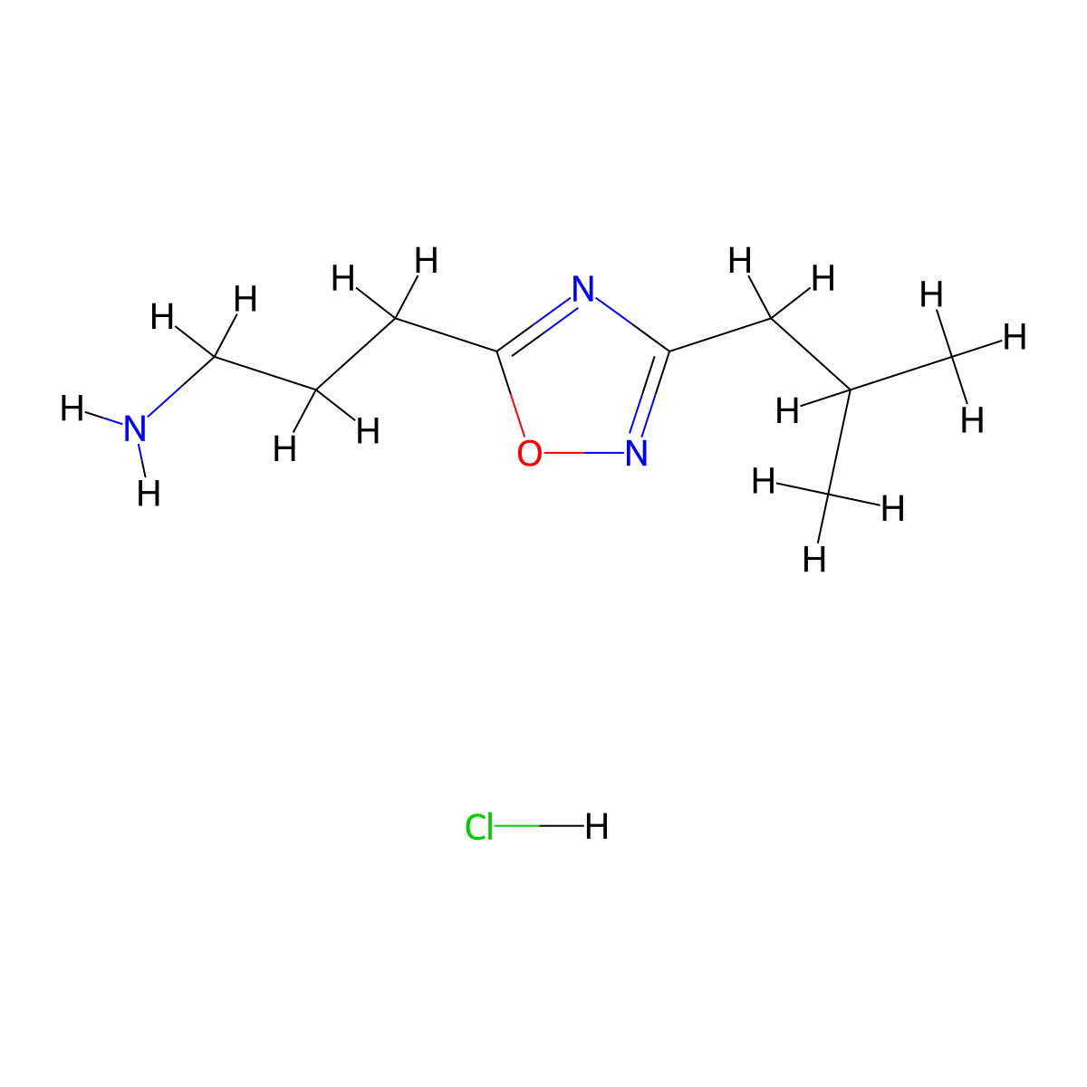 3-[3-(2-Methylpropyl)-1,2,4-oxadiazol-5-yl]propan-1-amine hydrochloride molecular structure, CAS 1208929-74-1
