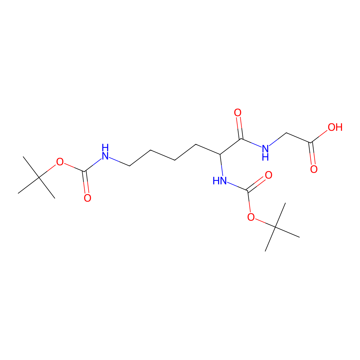 (S)-2-(2,6-Bis((tert-butoxycarbonyl)amino)hexanamido)acetic acid molecular structure, CAS 120893-72-3