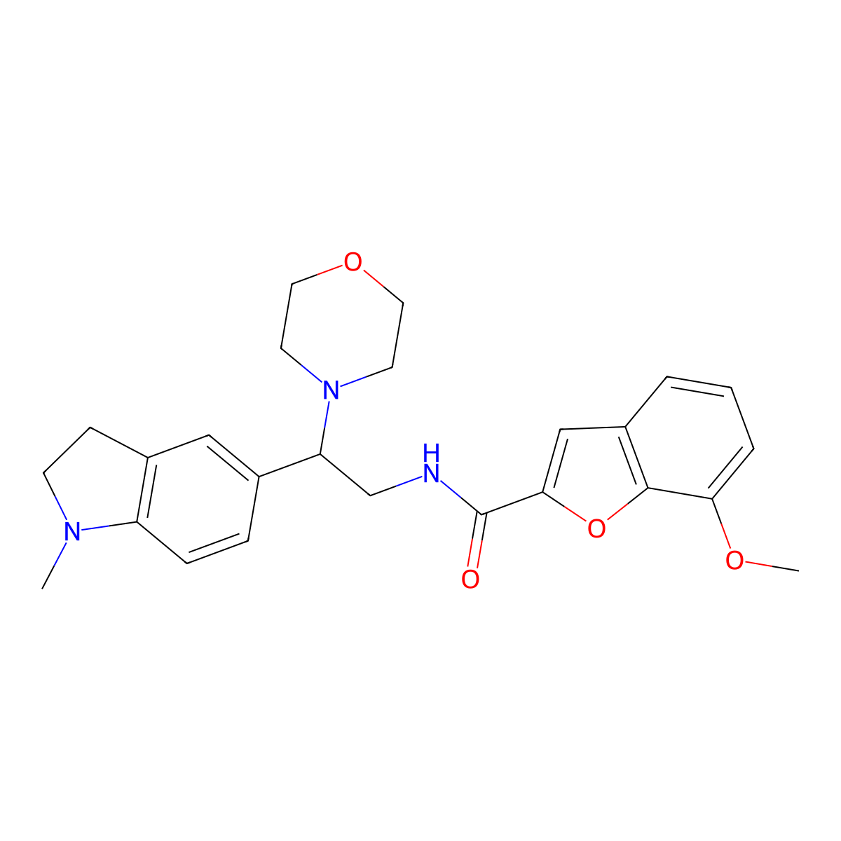 7-methoxy-N-(2-(1-methylindolin-5-yl)-2-morpholinoethyl)benzofuran-2-carboxamide molecular structure, CAS 1208930-64-6