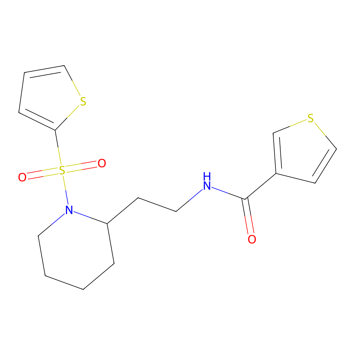 N-(2-(1-(thiophen-2-ylsulfonyl)piperidin-2-yl)ethyl)thiophene-3-carboxamide molecular structure, CAS 1208931-31-0