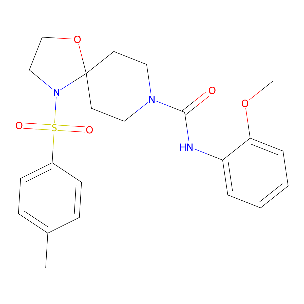 N-(2-methoxyphenyl)-4-tosyl-1-oxa-4,8-diazaspiro[4.5]decane-8-carboxamide molecular structure, CAS 1208931-43-4