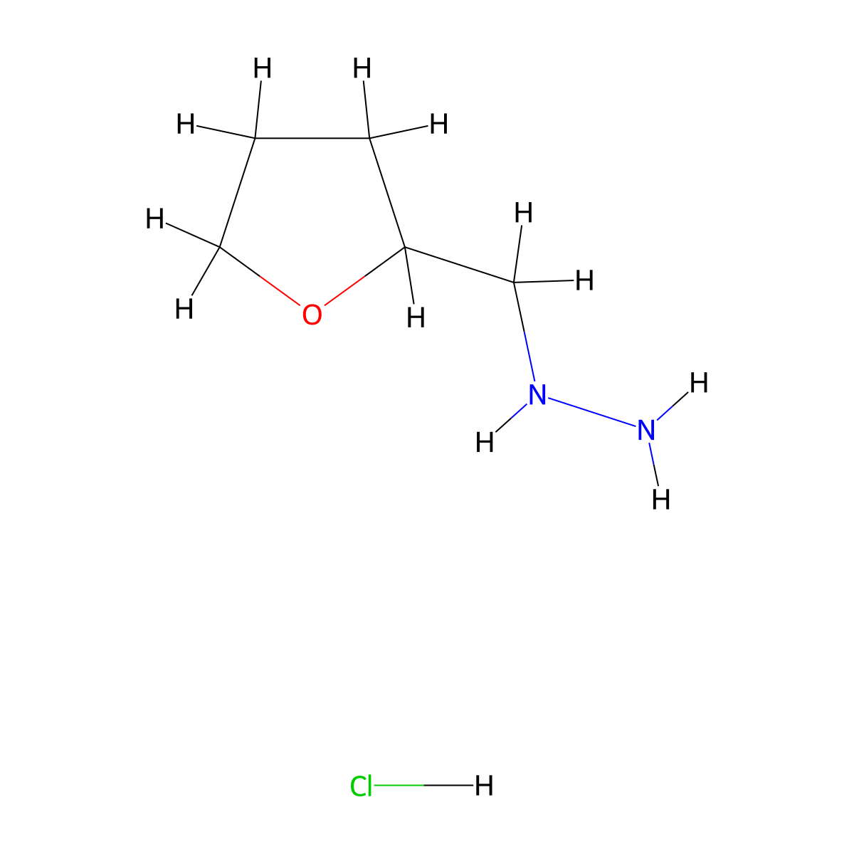 [(Oxolan-2-yl)methyl]hydrazine hydrochloride molecular structure, CAS 1208931-49-0